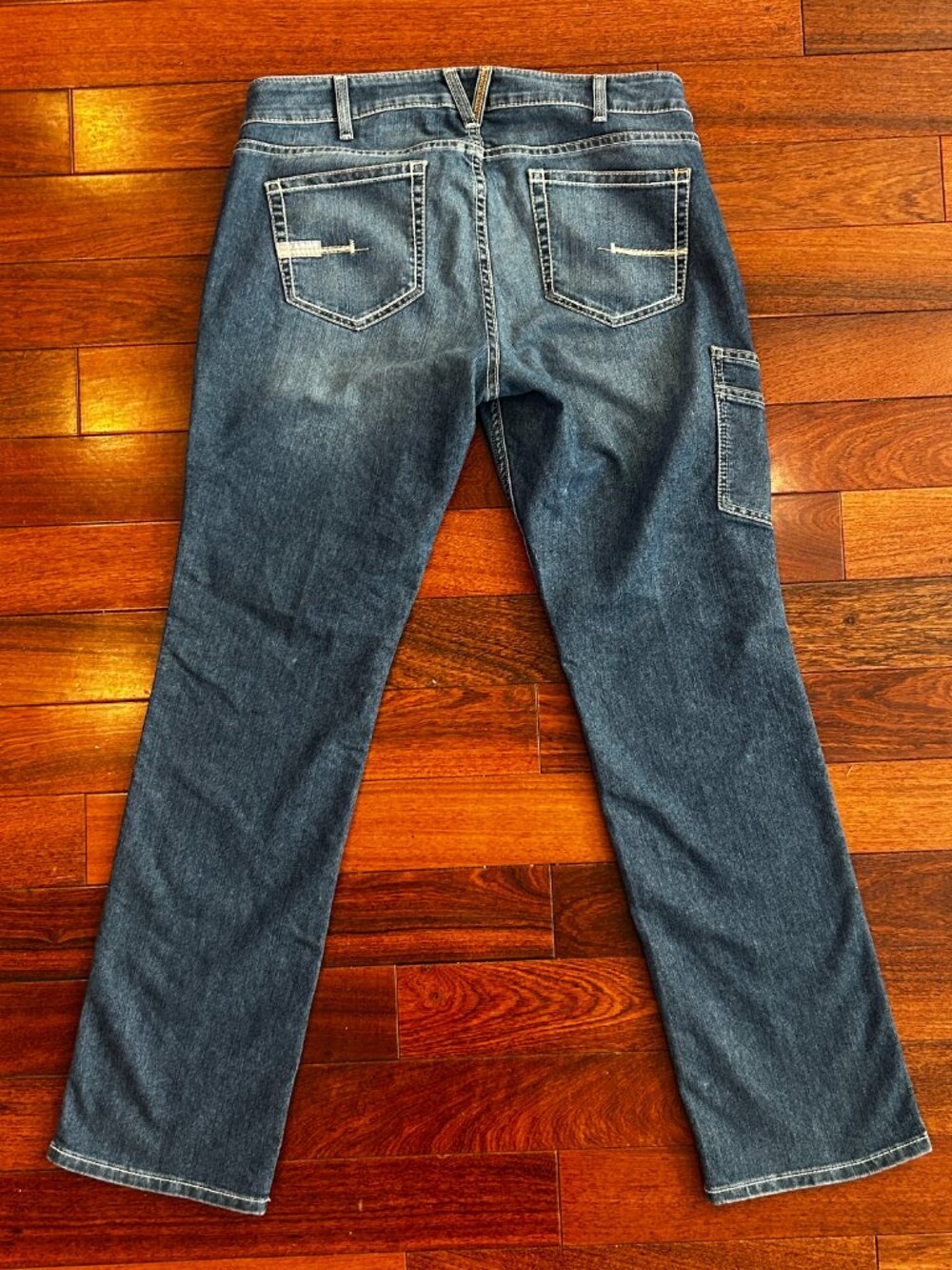 Ariat Rebar Riveter Jeans Womens 32R Mid Rise Straight Nightride Workwear - Picture 3 of 8